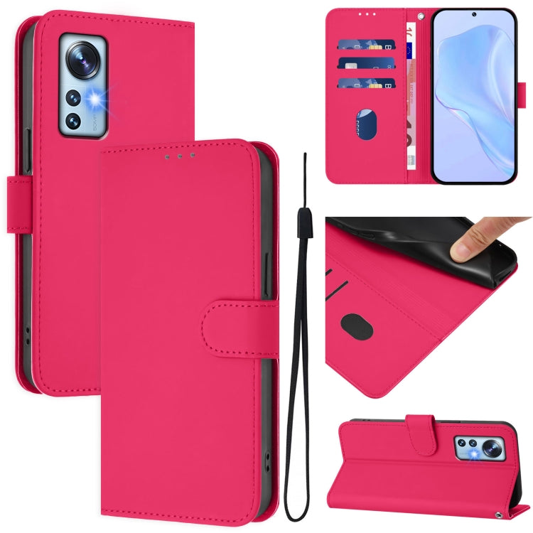 Skin Feel Solid Color Leather Phone Case with Lanyard, For Xiaomi 12S Pro / 12 Pro, For Xiaomi 12 5G / 12S 5G / 12X 5G