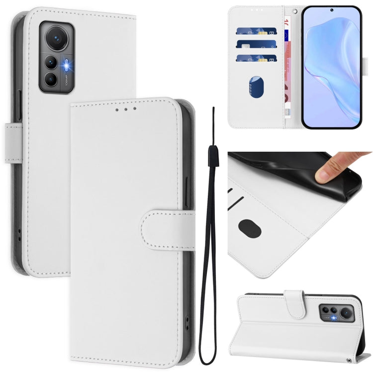 Skin Feel Solid Color Leather Phone Case with Lanyard, For Xiaomi Poco X4 NFC 5G, For Xiaomi 12 Lite