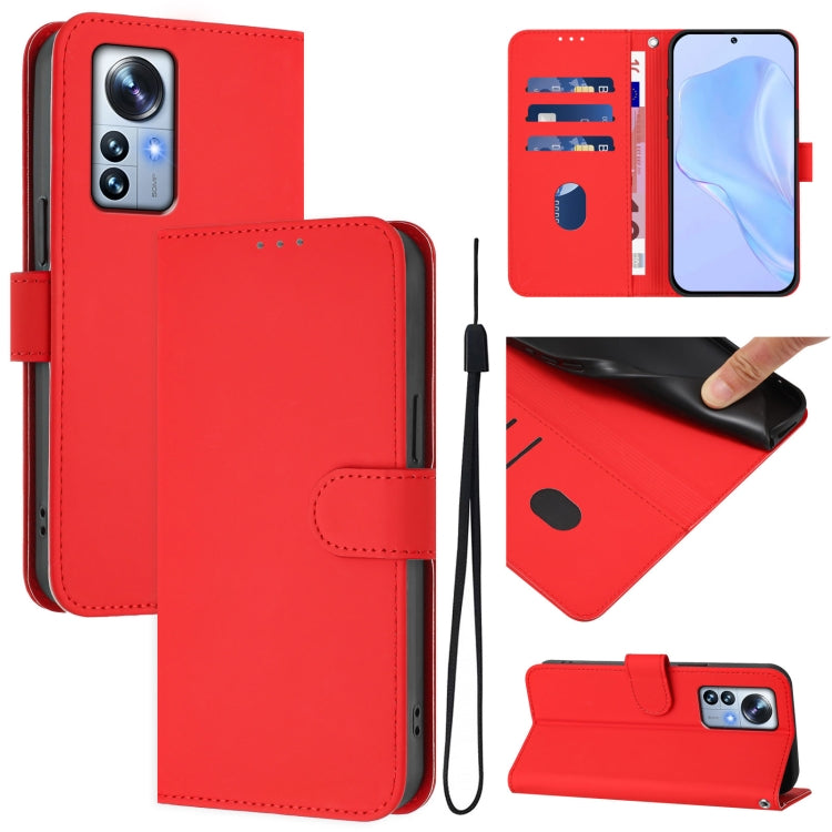 Skin Feel Solid Color Leather Phone Case with Lanyard, For Xiaomi 12S Pro / 12 Pro, For Xiaomi 12 5G / 12S 5G / 12X 5G