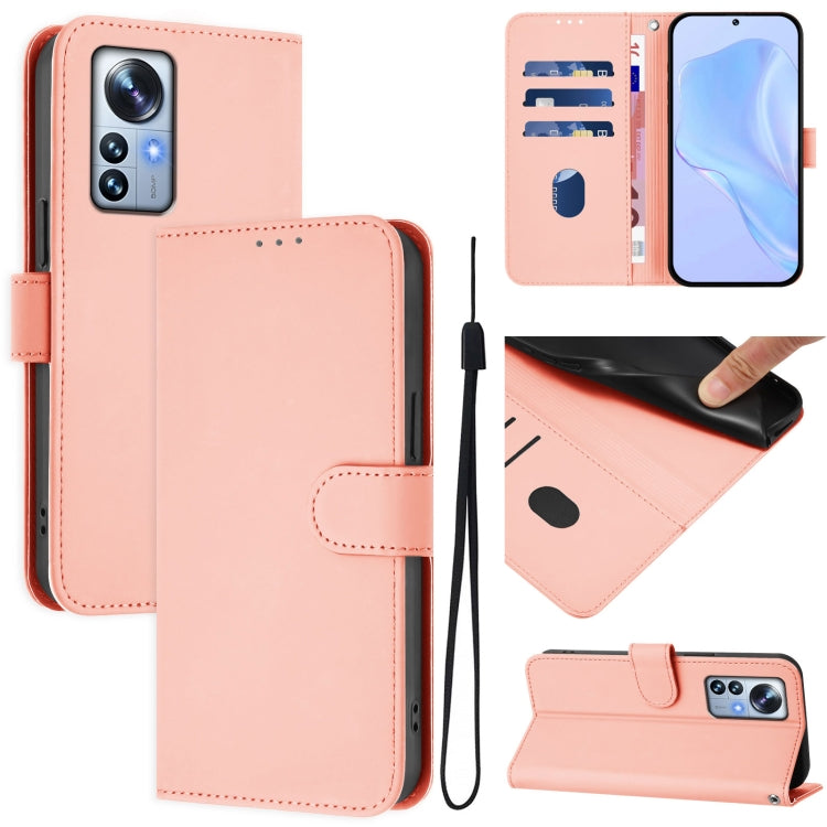 Skin Feel Solid Color Leather Phone Case with Lanyard, For Xiaomi 12S Pro / 12 Pro, For Xiaomi 12 5G / 12S 5G / 12X 5G