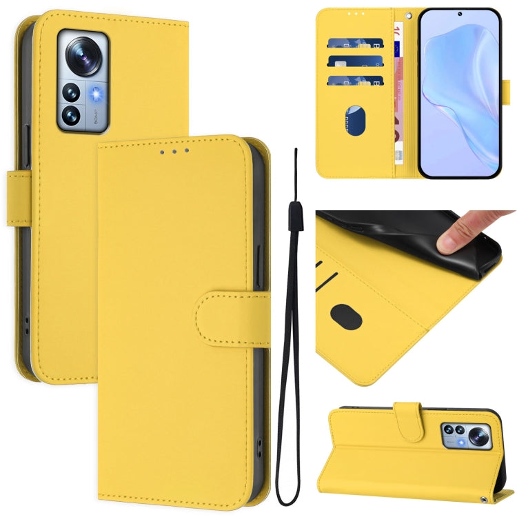 Skin Feel Solid Color Leather Phone Case with Lanyard, For Xiaomi 12S Pro / 12 Pro, For Xiaomi 12 5G / 12S 5G / 12X 5G