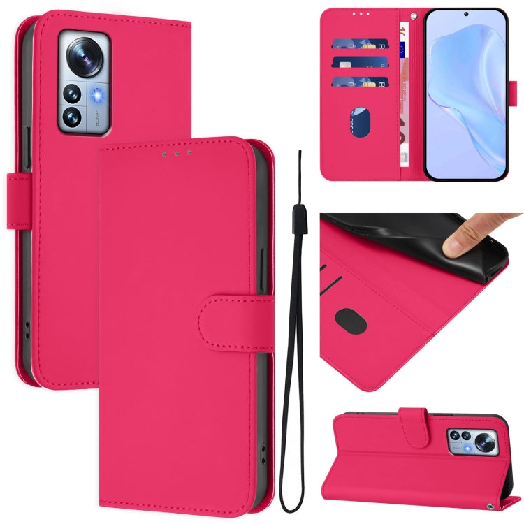 Skin Feel Solid Color Leather Phone Case with Lanyard, For Xiaomi 12S Pro / 12 Pro, For Xiaomi 12 5G / 12S 5G / 12X 5G