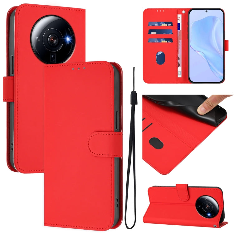 Skin Feel Solid Color Leather Phone Case with Lanyard, For Xiaomi Poco M5s, For Xiaomi 12S Ultra