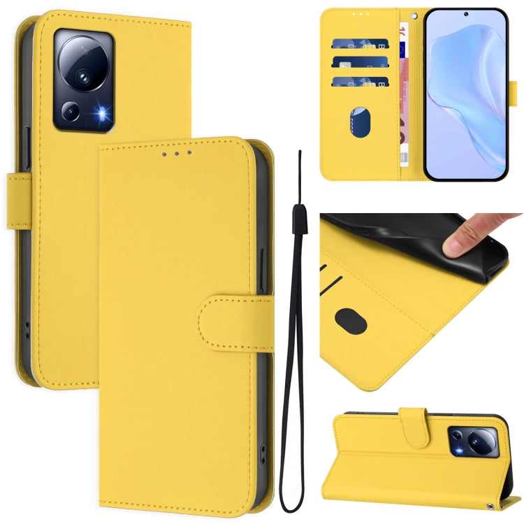Skin Feel Solid Color Leather Phone Case with Lanyard, For Xiaomi Poco X5, For Xiaomi 13 Lite 5G Global / Civi 2