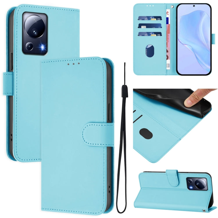 Skin Feel Solid Color Leather Phone Case with Lanyard, For Xiaomi Poco X5, For Xiaomi 13 Lite 5G Global / Civi 2