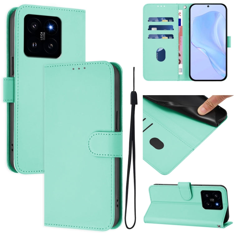 Skin Feel Solid Color Leather Phone Case with Lanyard, For Xiaomi 14, For Xiaomi 13T Pro Global / 13T Global