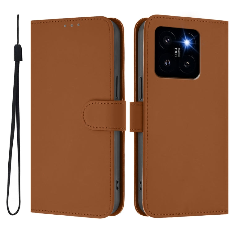 Skin Feel Solid Color Leather Phone Case with Lanyard, For Xiaomi 14 Pro 5G Global, For Xiaomi 14T Pro