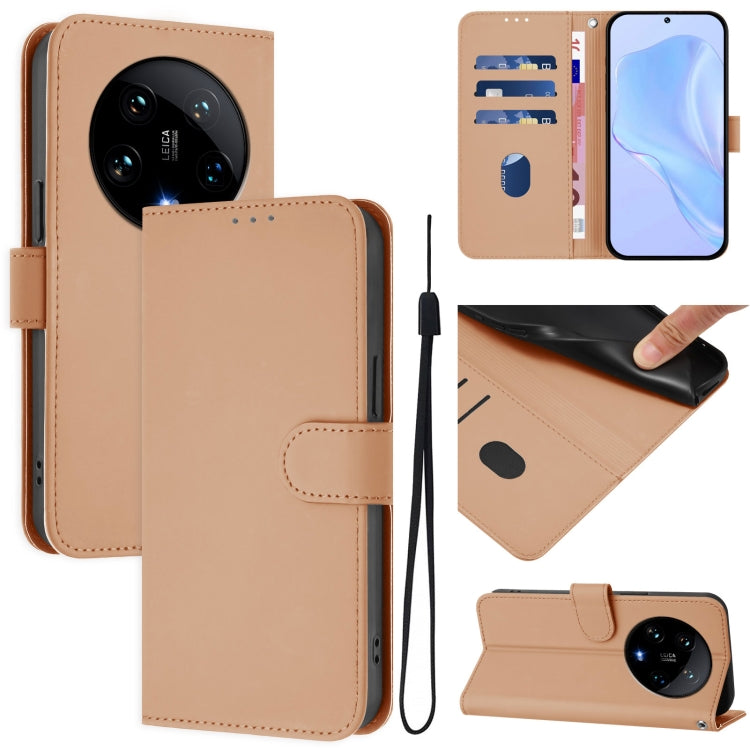 Skin Feel Solid Color Leather Phone Case with Lanyard, For Xiaomi Poco X6 5G Global, For Xiaomi 14 Ultra 5G Global