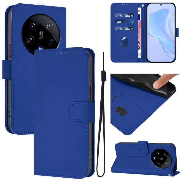 Skin Feel Solid Color Leather Phone Case with Lanyard, For Xiaomi Poco X6 5G Global, For Xiaomi 14 Ultra 5G Global
