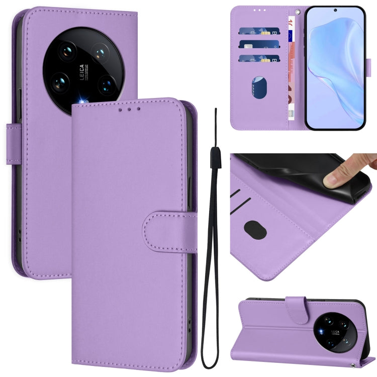 Skin Feel Solid Color Leather Phone Case with Lanyard, For Xiaomi Poco X6 5G Global, For Xiaomi 14 Ultra 5G Global