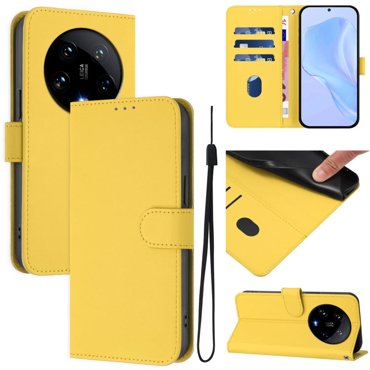 Skin Feel Solid Color Leather Phone Case with Lanyard, For Xiaomi Poco X6 5G Global, For Xiaomi 14 Ultra 5G Global