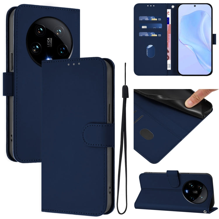 Skin Feel Solid Color Leather Phone Case with Lanyard, For Xiaomi Poco X6 5G Global, For Xiaomi 14 Ultra 5G Global