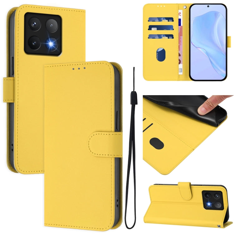 Skin Feel Solid Color Leather Phone Case with Lanyard, For Xiaomi 14 Pro 5G Global, For Xiaomi 14T Pro