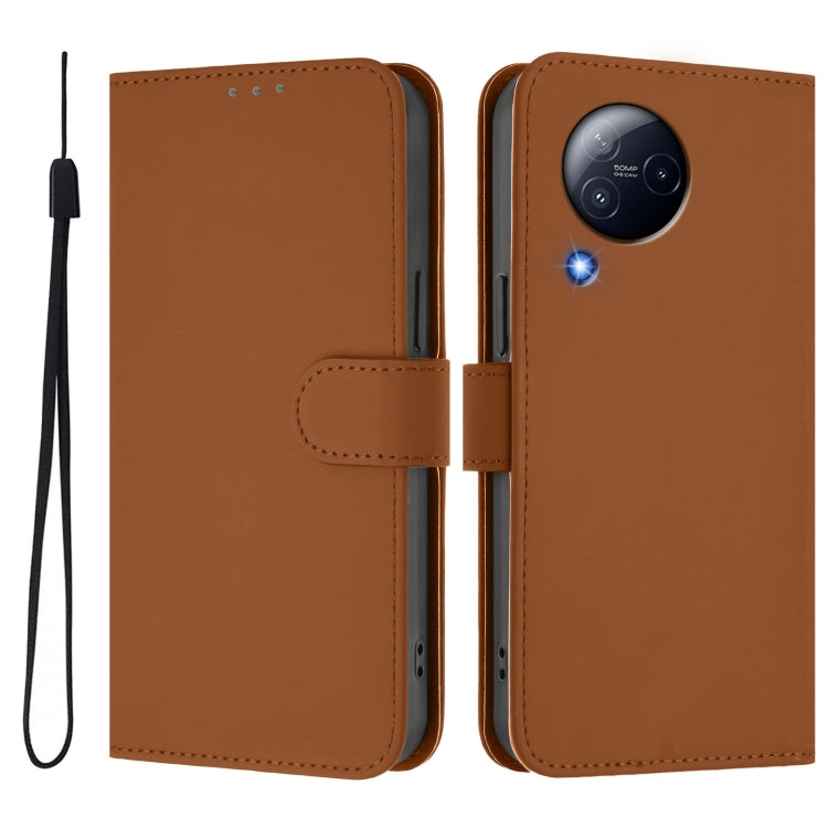 Skin Feel Solid Color Leather Phone Case with Lanyard, For Xiaomi Civi 3 5G, For Xiaomi Poco X5 Pro
