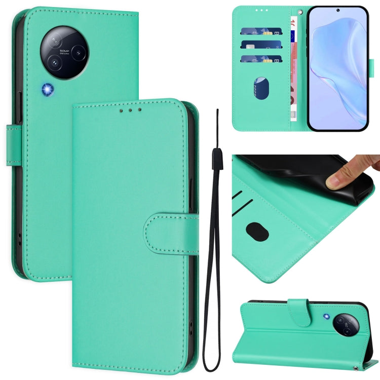 Skin Feel Solid Color Leather Phone Case with Lanyard, For Xiaomi Civi 3 5G, For Xiaomi Poco X5 Pro