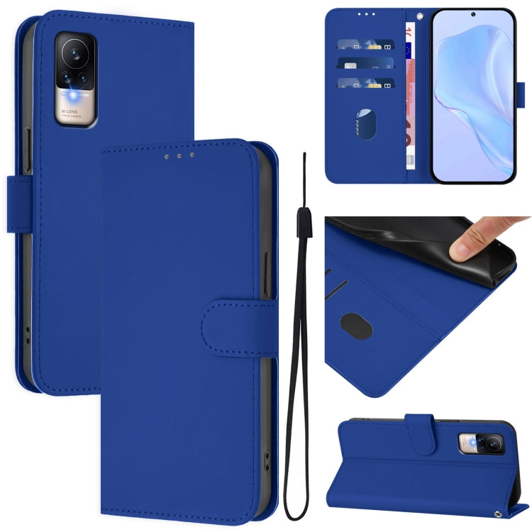 Skin Feel Solid Color Leather Phone Case with Lanyard, For Xiaomi Poco C40, For Xiaomi Civi 1S