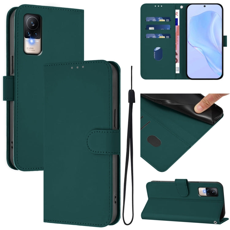 Skin Feel Solid Color Leather Phone Case with Lanyard, For Xiaomi Poco C40, For Xiaomi Civi 1S