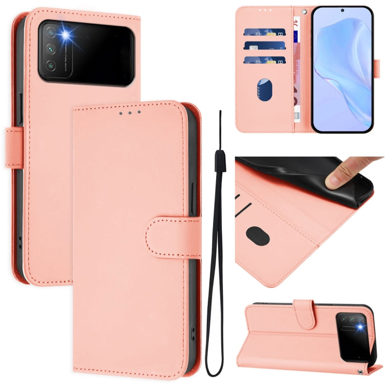 Skin Feel Solid Color Leather Phone Case with Lanyard, For Xiaomi Mi 11 Pro, For Xiaomi Poco M3