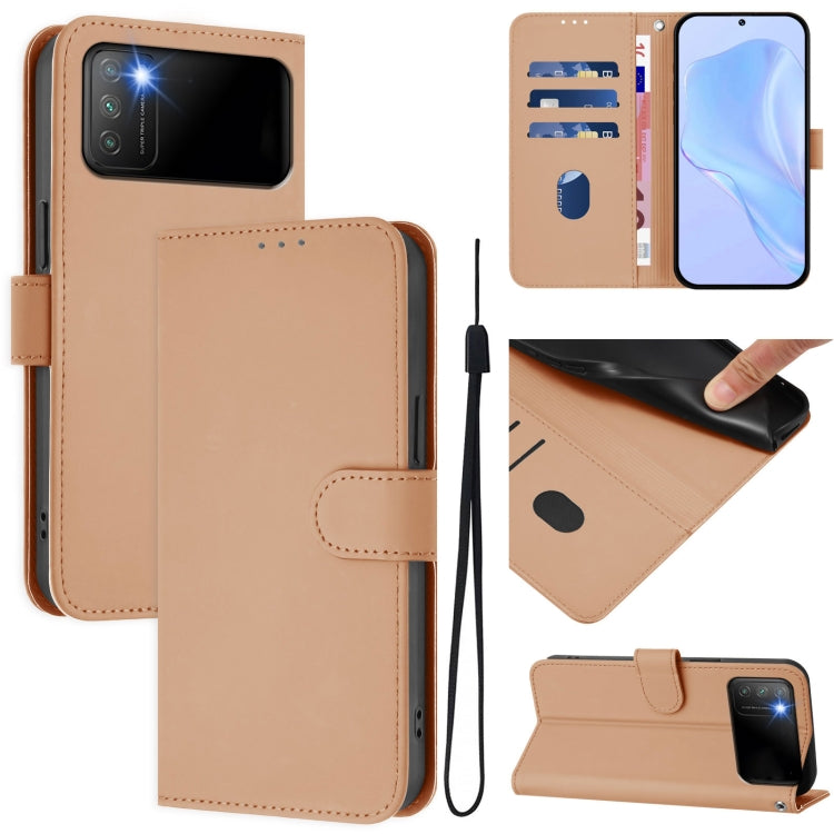 Skin Feel Solid Color Leather Phone Case with Lanyard, For Xiaomi Mi 11 Pro, For Xiaomi Poco M3