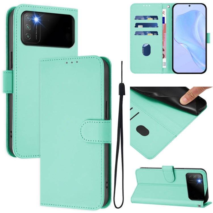 Skin Feel Solid Color Leather Phone Case with Lanyard, For Xiaomi Mi 11 Pro, For Xiaomi Poco M3