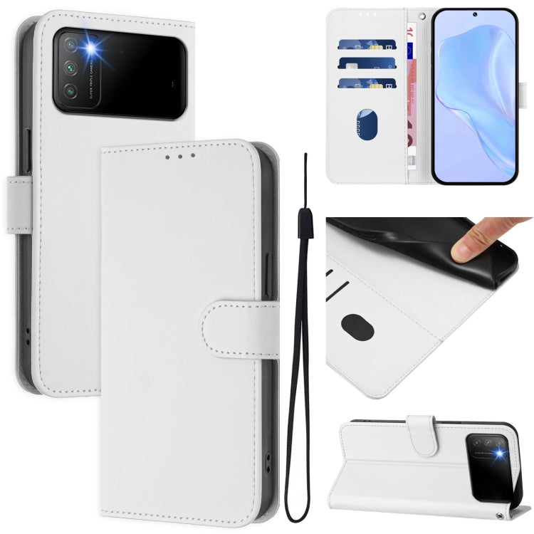 Skin Feel Solid Color Leather Phone Case with Lanyard, For Xiaomi Mi 11 Pro, For Xiaomi Poco M3