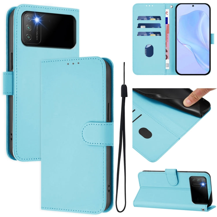Skin Feel Solid Color Leather Phone Case with Lanyard, For Xiaomi Mi 11 Pro, For Xiaomi Poco M3