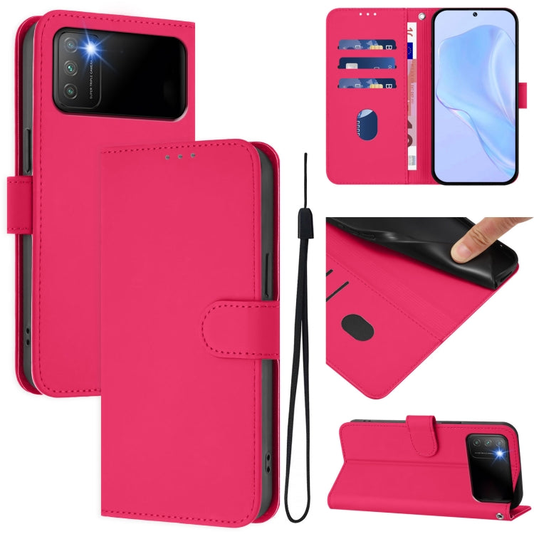 Skin Feel Solid Color Leather Phone Case with Lanyard, For Xiaomi Mi 11 Pro, For Xiaomi Poco M3
