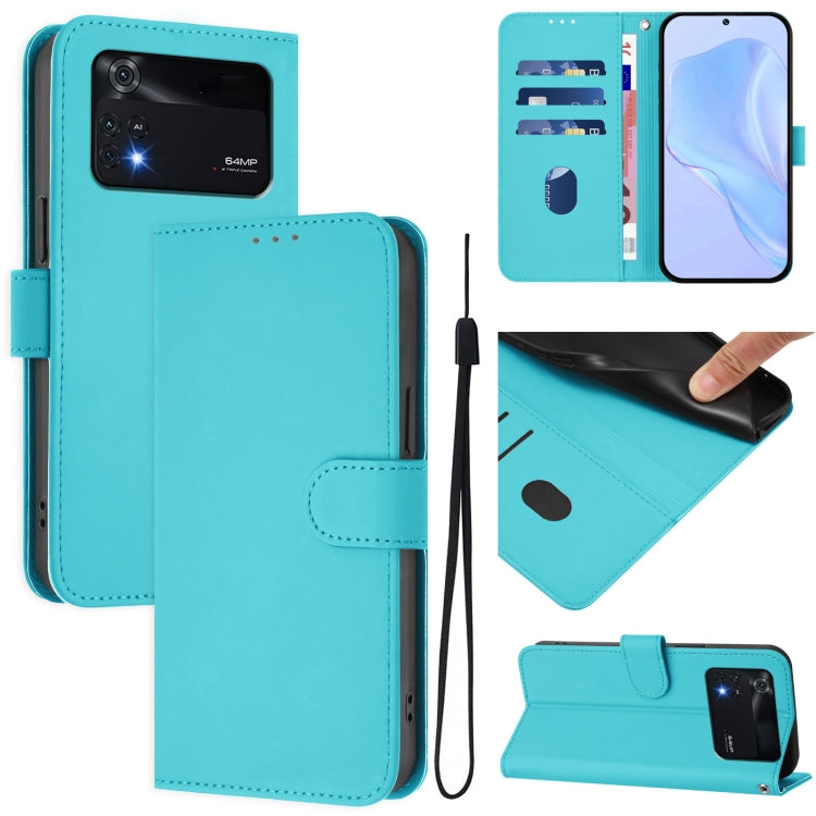 Skin Feel Solid Color Leather Phone Case with Lanyard, For Xiaomi Poco M4 Pro 5G, For Xiaomi Poco M4 Pro 4G