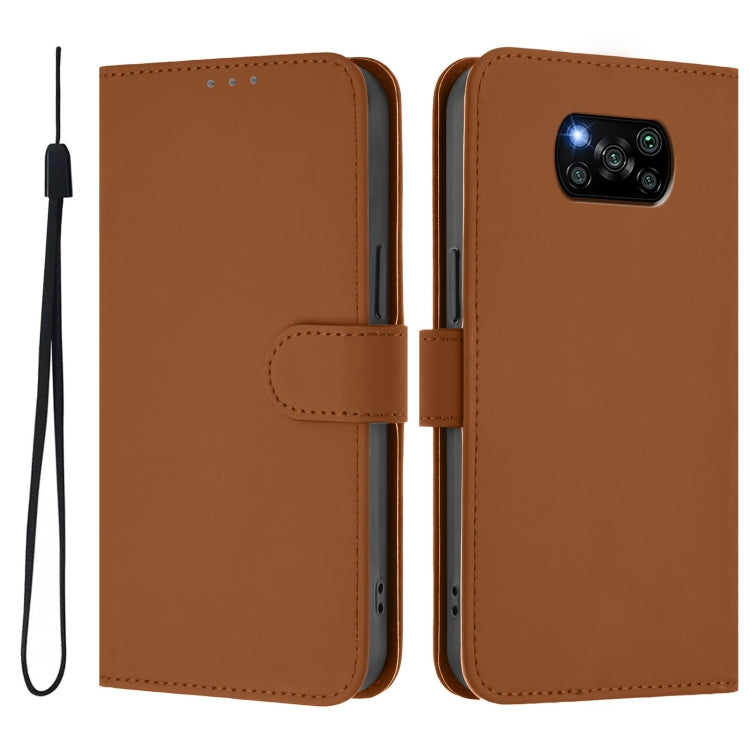 Skin Feel Solid Color Leather Phone Case with Lanyard, For Xiaomi Poco X3 Pro / X3 NFC / X3, For Xiaomi Mi 11 Ultra