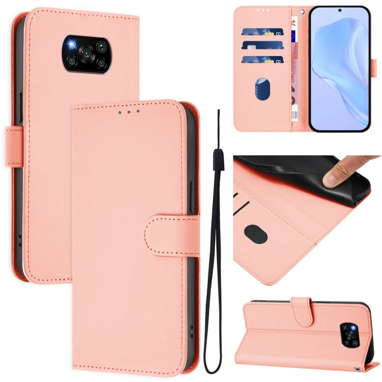 Skin Feel Solid Color Leather Phone Case with Lanyard, For Xiaomi Poco X3 Pro / X3 NFC / X3, For Xiaomi Mi 11 Ultra