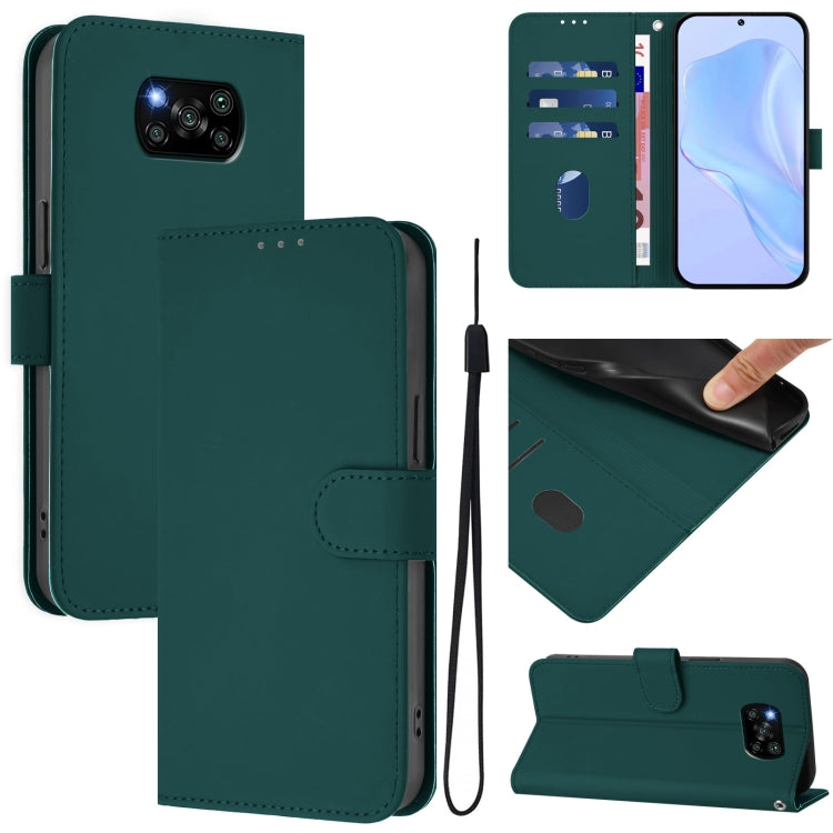 Skin Feel Solid Color Leather Phone Case with Lanyard, For Xiaomi Poco X3 Pro / X3 NFC / X3, For Xiaomi Mi 11 Ultra