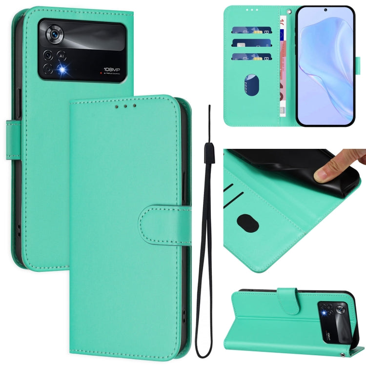 Skin Feel Solid Color Leather Phone Case with Lanyard, For Xiaomi Poco X4 Pro 5G, For Xiaomi Mi 11 Lite 5G