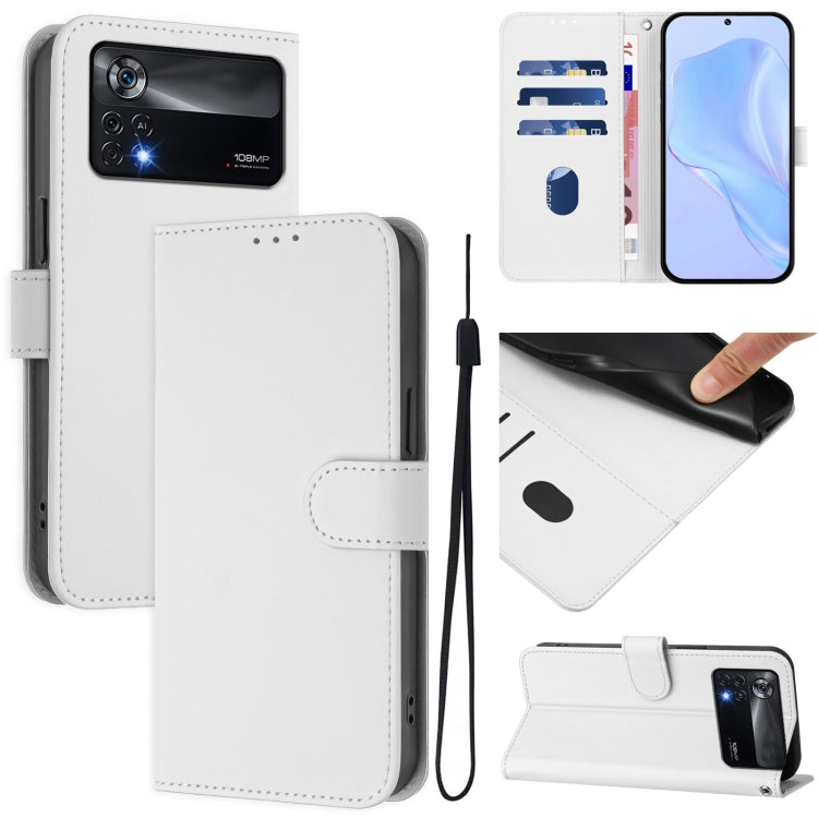 Skin Feel Solid Color Leather Phone Case with Lanyard, For Xiaomi Poco X4 Pro 5G, For Xiaomi Mi 11 Lite 5G