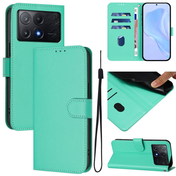 Skin Feel Solid Color Leather Phone Case with Lanyard, For Xiaomi Poco C6 Global / M6 5G Global, For Xiaomi Poco X6 Pro