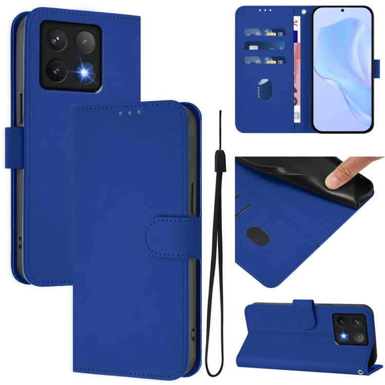 Skin Feel Solid Color Leather Phone Case with Lanyard, For Xiaomi 14T, For Xiaomi Poco M6 4G