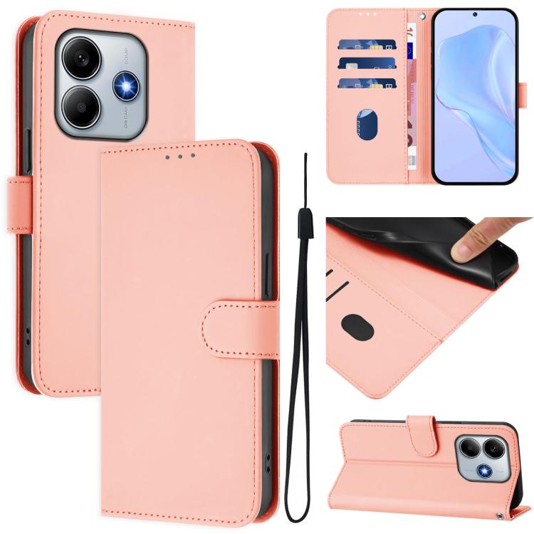 Skin Feel Solid Color Leather Phone Case with Lanyard, For Xiaomi Poco X7 Pro 5G, For Xiaomi Poco M7 Pro 5G Global