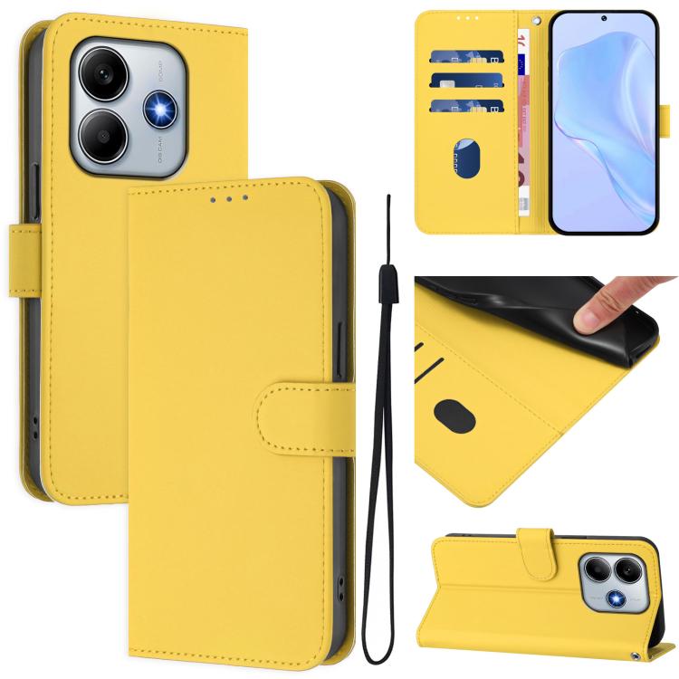 Skin Feel Solid Color Leather Phone Case with Lanyard, For Xiaomi Poco X7 Pro 5G, For Xiaomi Poco M7 Pro 5G Global