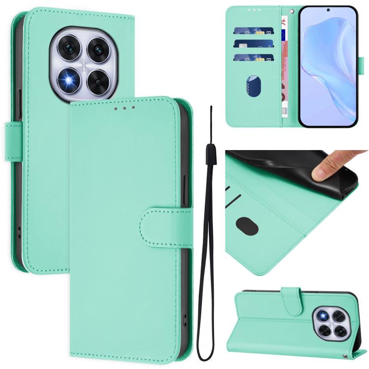Skin Feel Solid Color Leather Phone Case with Lanyard, For Xiaomi Poco X7 5G, For Xiaomi 15 Ultra