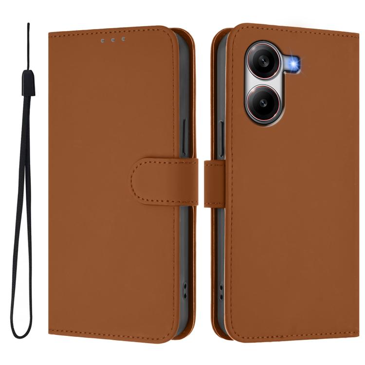 Skin Feel Solid Color Leather Phone Case with Lanyard, For Xiaomi Poco X7 Pro 5G, For Xiaomi Poco M7 Pro 5G Global
