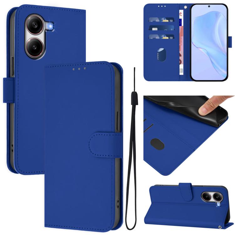 Skin Feel Solid Color Leather Phone Case with Lanyard, For Xiaomi Poco X7 Pro 5G, For Xiaomi Poco M7 Pro 5G Global