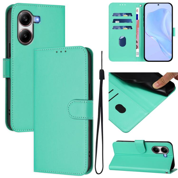 Skin Feel Solid Color Leather Phone Case with Lanyard, For Xiaomi Poco X7 Pro 5G, For Xiaomi Poco M7 Pro 5G Global