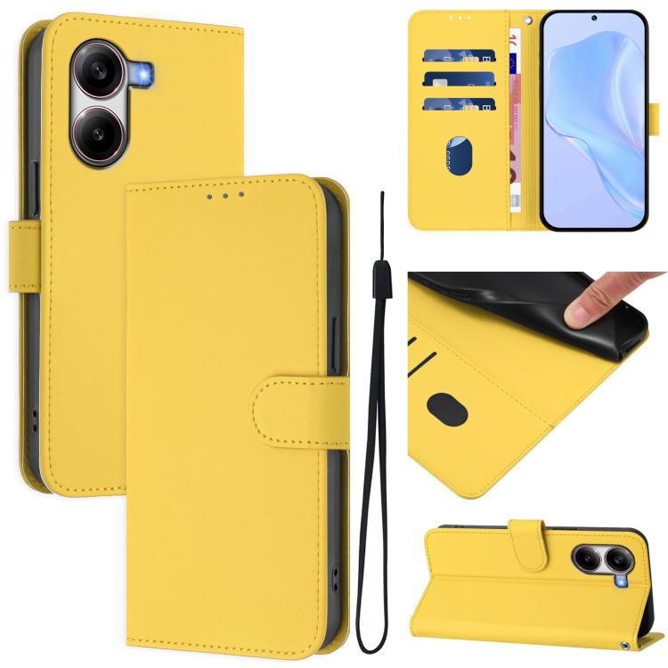 Skin Feel Solid Color Leather Phone Case with Lanyard, For Xiaomi Poco X7 Pro 5G, For Xiaomi Poco M7 Pro 5G Global