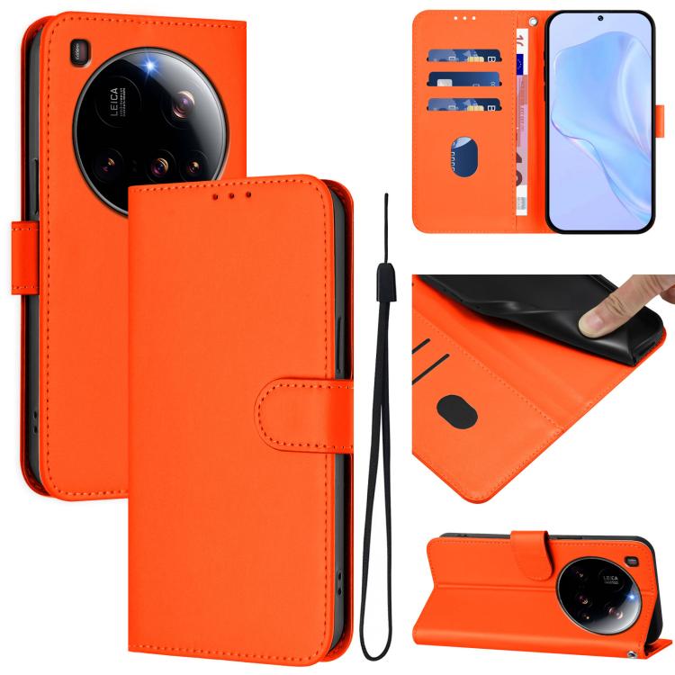 Skin Feel Solid Color Leather Phone Case with Lanyard, For Xiaomi Poco X7 5G, For Xiaomi 15 Ultra