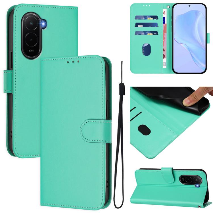Skin Feel Solid Color Leather Phone Case with Lanyard, For Xiaomi Poco M7 4G 169mm, For Xiaomi Poco M7 5G / C75 4G