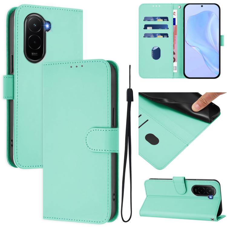 Skin Feel Solid Color Leather Phone Case with Lanyard, For Xiaomi Poco M7 4G 169mm, For Xiaomi Poco M7 5G / C75 4G