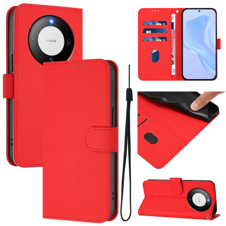 Skin Feel Solid Color Leather Phone Case with Lanyard, For Huawei Mate 60 Pro / 60 Pro+, For Huawei Mate 60