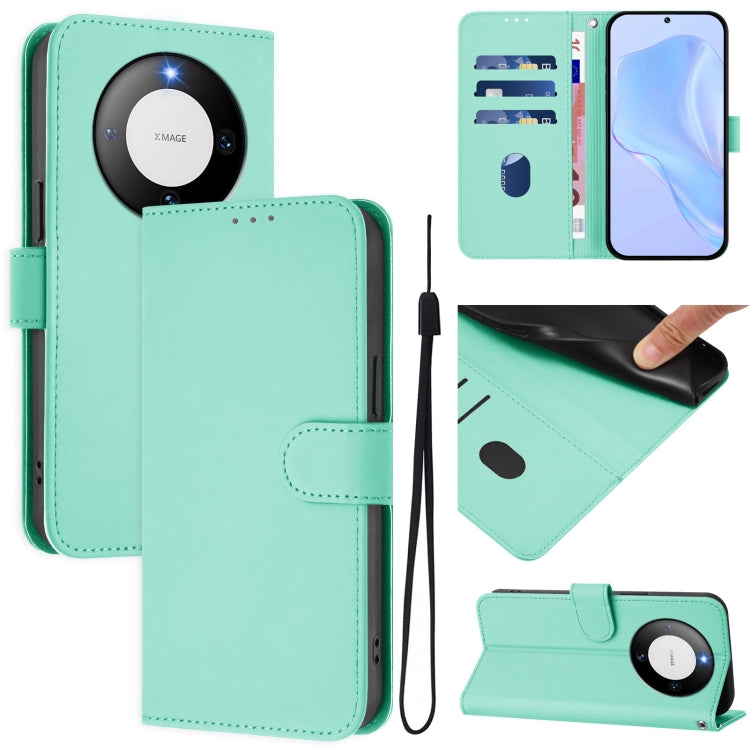 Skin Feel Solid Color Leather Phone Case with Lanyard, For Huawei Mate 60 Pro / 60 Pro+, For Huawei Mate 60