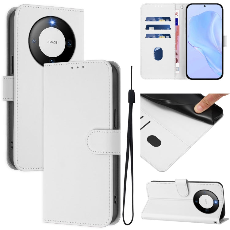 Skin Feel Solid Color Leather Phone Case with Lanyard, For Huawei Mate 60 Pro / 60 Pro+, For Huawei Mate 60