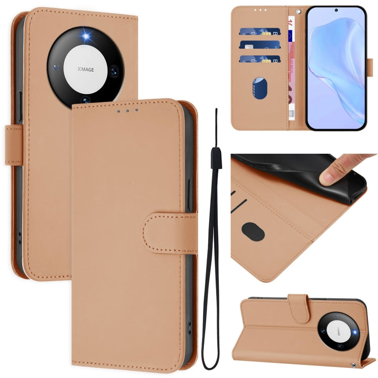 Skin Feel Solid Color Leather Phone Case with Lanyard, For Huawei Mate 60 Pro / 60 Pro+, For Huawei Mate 60