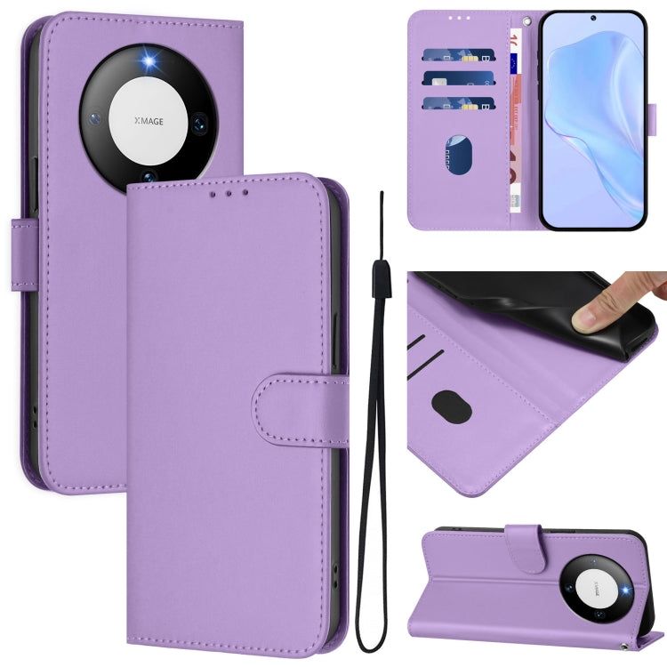 Skin Feel Solid Color Leather Phone Case with Lanyard, For Huawei Mate 60 Pro / 60 Pro+, For Huawei Mate 60